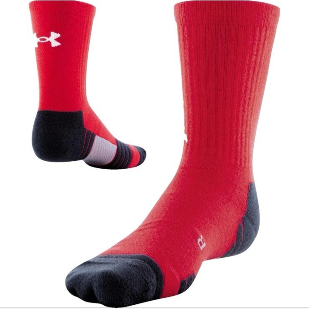 Under Armour Team Crew Socks Bright Red Mens Size 8.5-13 U7705P1-600